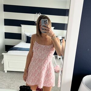 Elegant Pink Floral Mini Dress